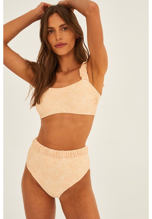 Undress Code biustonosz kąpielowy kolor żółty miękka miseczka. Kolor: żółty. Materiał: dzianina