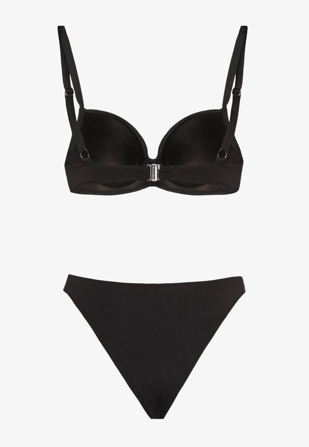 Renee - Czarne Bikini Biustonosz i Majtki Figi z Aplikacją z Cyrkoniami Nateria. Kolor: czarny. Wzór: aplikacja