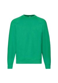 FRUIT OF THE LOOM - Klasyczna Bluza Raglanowa Unisex Dla Dorosłych. Kolor: zielony. Długość rękawa: raglanowy rękaw