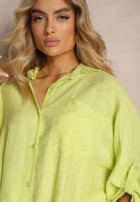 Renee - Jasnozielona Wiskozowa Koszula z Guzikami i Rękawem Długości 3/4 Herale. Typ kołnierza: dekolt w kształcie V. Kolekcja: plus size. Kolor: zielony. Materiał: wiskoza #3