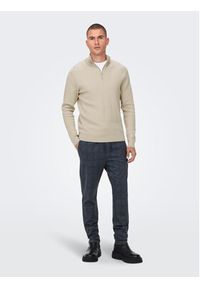 Only & Sons Sweter 22023210 Beżowy Regular Fit. Kolor: beżowy. Materiał: bawełna #6