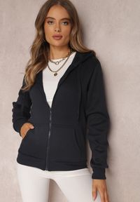 Renee - Granatowa Bluza z Kapturem Zapinana na Suwak Edan. Okazja: na co dzień. Typ kołnierza: kaptur. Kolor: niebieski. Materiał: jeans. Długość rękawa: długi rękaw. Długość: długie. Styl: sportowy, casual, elegancki, klasyczny #3