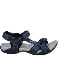 Sandały CMP Hamal Hiking M 38Q9957M879 niebieskie. Nosek buta: otwarty. Zapięcie: rzepy. Kolor: niebieski. Materiał: guma, syntetyk, materiał. Wzór: motyw zwierzęcy