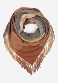 Born2be - Beżowy Szalik Bellaern. Kolor: beżowy. Materiał: bawełna, wiskoza, tkanina, futro. Styl: elegancki #2