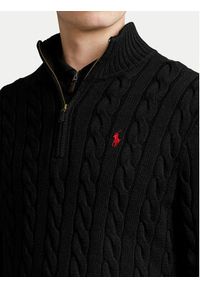 Polo Ralph Lauren Sweter 710810841006 Czarny Regular Fit. Typ kołnierza: polo. Kolor: czarny. Materiał: bawełna #5