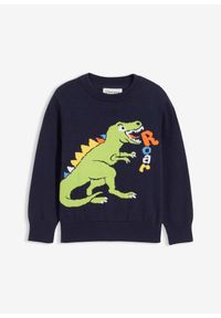 bonprix - Cienki sweter z czystej bawełny. Kolor: niebieski. Materiał: bawełna