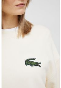 Lacoste bluza bawełniana męska kolor beżowy z aplikacją. Kolor: beżowy. Materiał: bawełna. Wzór: aplikacja #11