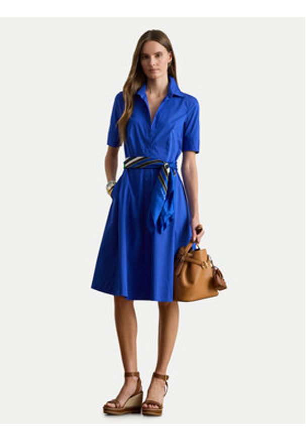 Lauren Ralph Lauren - LAUREN RALPH LAUREN Sukienka koszulowa 200748950020 Niebieski Regular Fit. Kolor: niebieski. Materiał: bawełna. Typ sukienki: koszulowe
