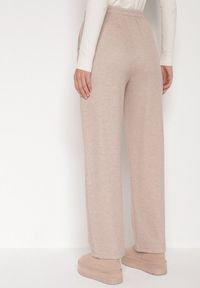 Born2be - Beżowe Spodnie z Wysokim Stanem Ozdobione Sznurkami Akleria. Okazja: na spacer. Stan: podwyższony. Kolor: beżowy. Materiał: jeans. Wzór: aplikacja #4