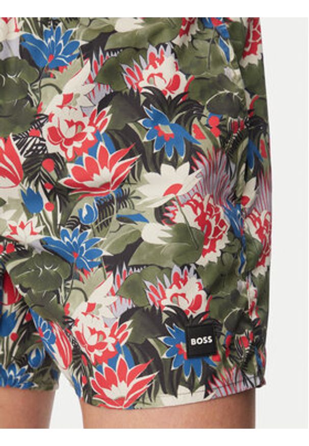 BOSS Szorty kąpielowe Piranha 50508844 Zielony ciemny Regular Fit. Kolor: zielony. Materiał: syntetyk