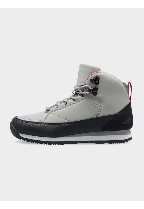 4f - 4F Buty lifestyle HIKER chłopięce 34. Okazja: na co dzień. Wysokość cholewki: przed kolano. Kolor: szary. Materiał: skóra, syntetyk, guma. Szerokość cholewki: normalna. Sezon: zima. Styl: casual