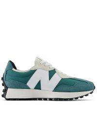 Buty New Balance U327SBA - zielone. Okazja: na co dzień. Zapięcie: sznurówki. Kolor: zielony. Materiał: materiał, syntetyk, skóra, guma, zamsz. Szerokość cholewki: normalna