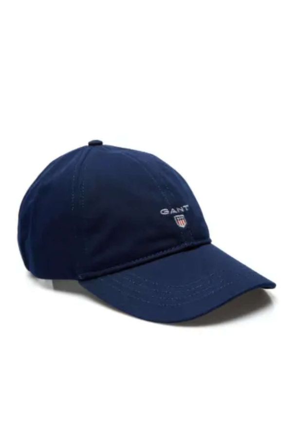 GANT - Granatowa czapka z logo. Kolor: niebieski. Materiał: jeans, bawełna. Sezon: lato. Styl: klasyczny