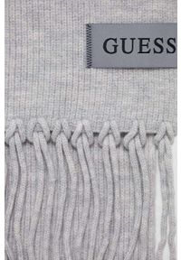 Guess szalik z domieszką wełny kolor szary gładki. Kolor: szary. Materiał: wełna. Wzór: gładki #2