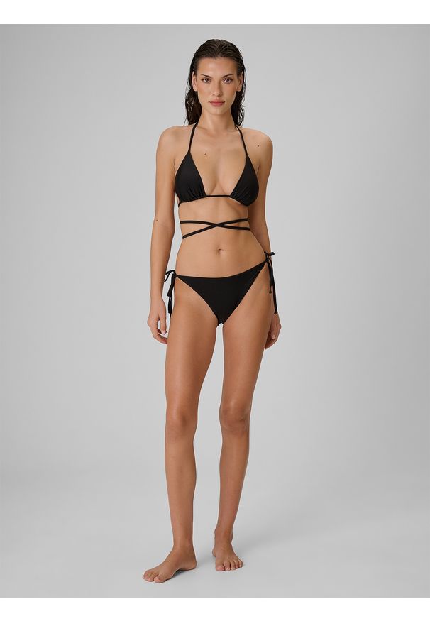 4f - 4F Dół od bikini damski - czarny XS. Kolor: czarny. Materiał: materiał