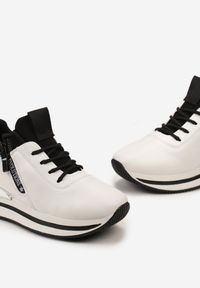 Born2be - Biało-Czarne Sneakersy Elorwin. Okazja: na co dzień. Nosek buta: okrągły. Kolor: biały. Materiał: materiał, tkanina. Szerokość cholewki: normalna #3