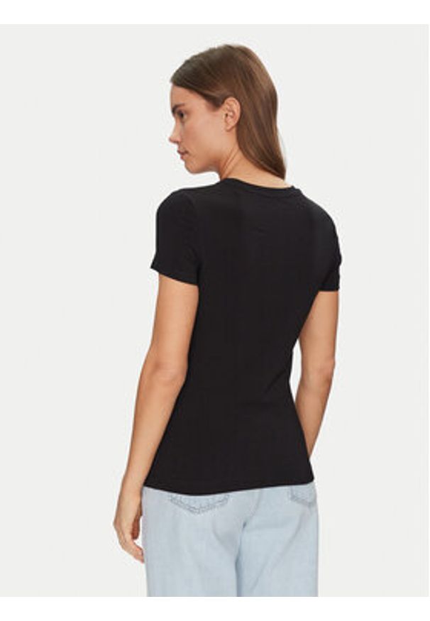 Guess T-Shirt W5GI04 J1314 Czarny Slim Fit. Kolor: czarny. Materiał: bawełna
