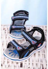 Casu - Czarne sandały na rzepy casu yf-02c. Zapięcie: rzepy. Kolor: czarny #1