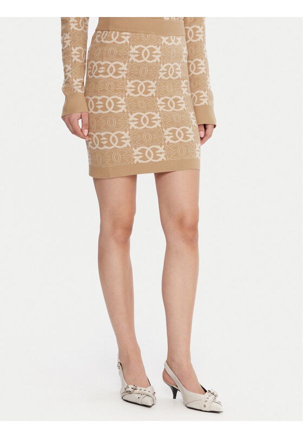 Pinko - PINKO Spódnica mini Bang Bang 106040 A2YD Beżowy Slim Fit. Kolor: beżowy. Materiał: wiskoza