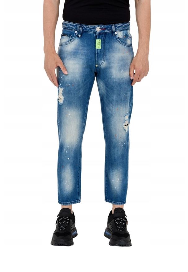Philipp Plein - PHILIPP PLEIN Niebieskie męskie jeansy detroit, Rozmiar 34. Kolor: niebieski