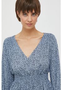 Pepe Jeans bluzka damska kolor niebieski wzorzysta. Kolor: niebieski. Materiał: tkanina #2
