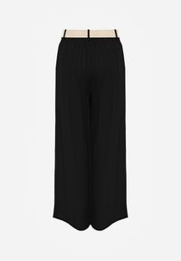 Born2be - Czarne Spodnie z Wiskozą o Szerokim Kroju z Wysokim Stanem i Paskiem Larailure. Okazja: na co dzień, do pracy. Stan: podwyższony. Kolor: czarny. Materiał: wiskoza. Długość: krótkie. Sezon: wiosna, lato. Styl: casual #8