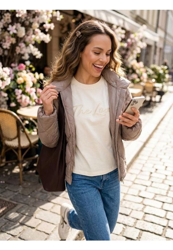 Sinsay - Bawełniana koszulka z ażurowym napisem - żółty. Kolor: żółty. Materiał: bawełna. Wzór: ażurowy, napisy