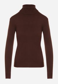 Born2be - Brązowy Golf z Bawełną o Prostym Kroju Mevoresa. Okazja: na co dzień. Typ kołnierza: golf. Kolor: brązowy. Materiał: bawełna. Styl: klasyczny, casual, elegancki #4