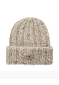 Ugg - UGG - Beżowa czapka Chunky. Kolor: beżowy. Materiał: wełna, materiał