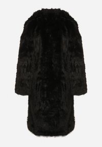 Born2be - Czarny Jednorzędowy Płaszcz Futro z Szerokim Kołnierzem Wedinalia. Okazja: do pracy, na co dzień. Typ kołnierza: golf. Kolor: czarny. Materiał: futro. Styl: casual, elegancki #6