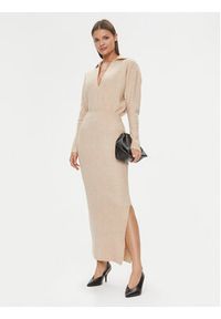Patrizia Pepe Sukienka dzianinowa 2A2618/K139-B778 Beżowy Regular Fit. Kolor: beżowy. Materiał: syntetyk #3