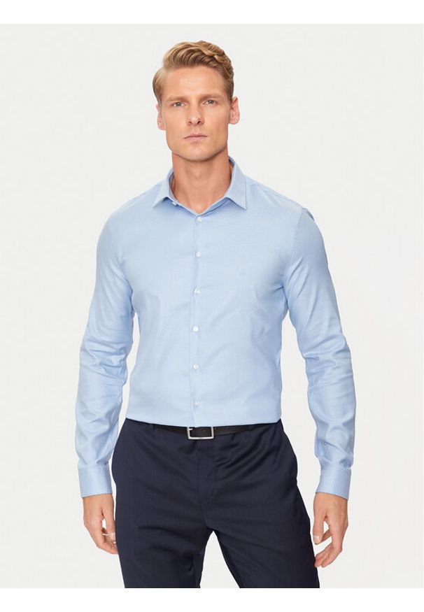 Calvin Klein Koszula K10K113528 Niebieski Slim Fit. Kolor: niebieski. Materiał: bawełna