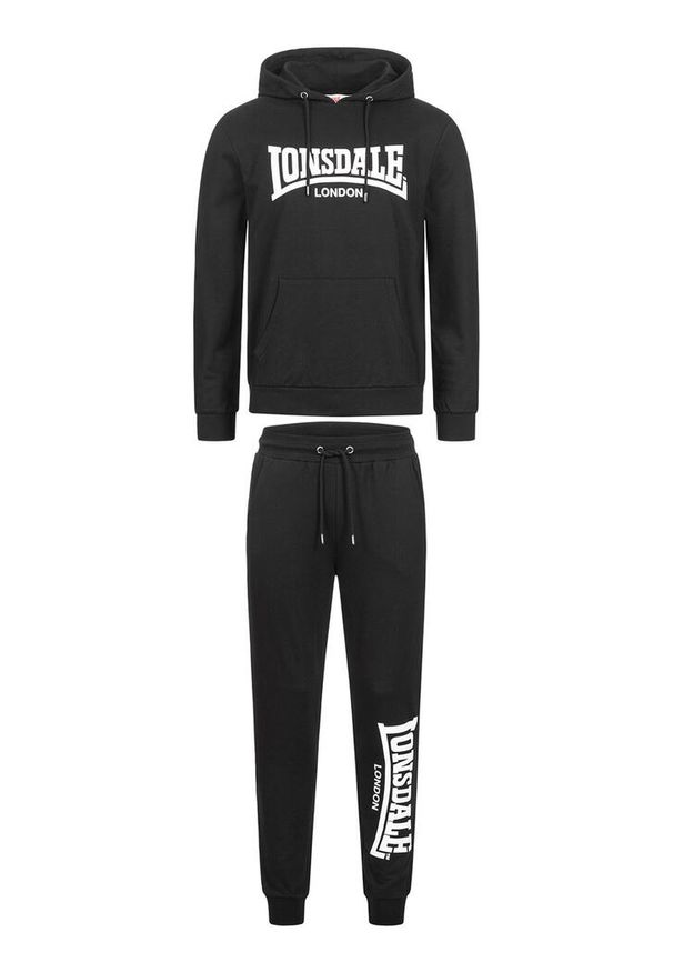 Dres z kapturem o regularnym kroju Lonsdale Cloudy. Kolor: czarny, wielokolorowy, biały. Materiał: dresówka. Sport: fitness