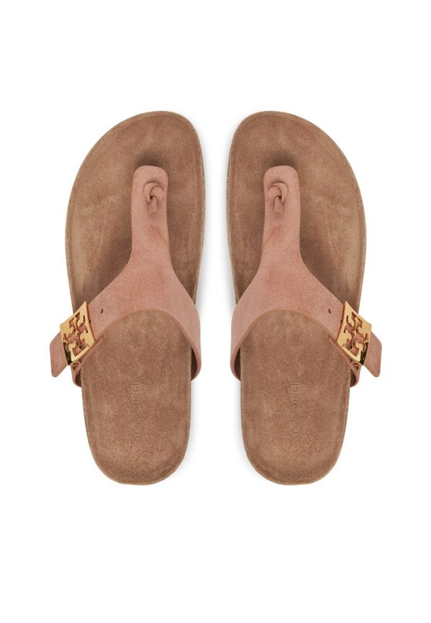 Tory Burch Japonki 150910 Beżowy. Kolor: beżowy. Materiał: zamsz, skóra