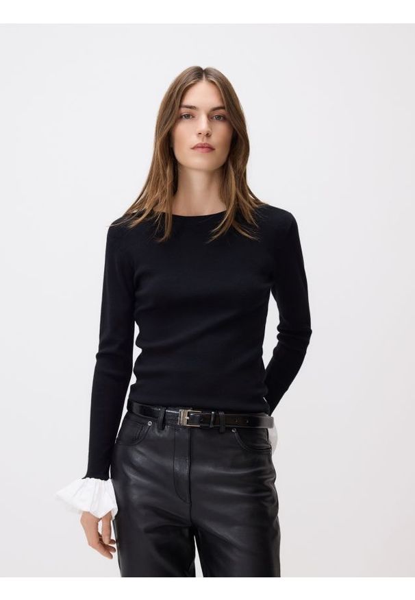 Reserved - Pasek z klamrą - czarny. Kolor: czarny