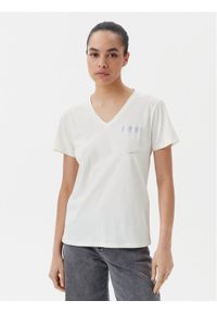 Liu Jo Sport T-Shirt TA5172 JS923 Écru Regular Fit. Materiał: bawełna. Styl: sportowy
