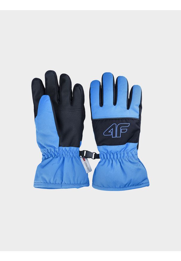 4f - Rękawice narciarskie Thinsulate chłopięce - kobaltowe. Kolor: niebieski. Materiał: syntetyk, materiał. Technologia: Thinsulate. Sport: narciarstwo