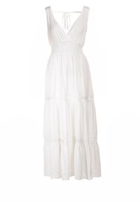 Born2be - Biała Sukienka Rhenemisa. Kolor: biały. Materiał: koronka. Długość rękawa: na ramiączkach. Typ sukienki: kopertowe. Długość: maxi #5