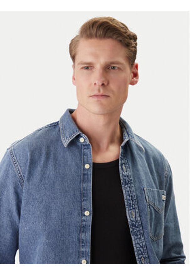 Calvin Klein Jeans Koszula jeansowa LV04RE708G Niebieski Regular Fit. Kolor: niebieski. Materiał: bawełna