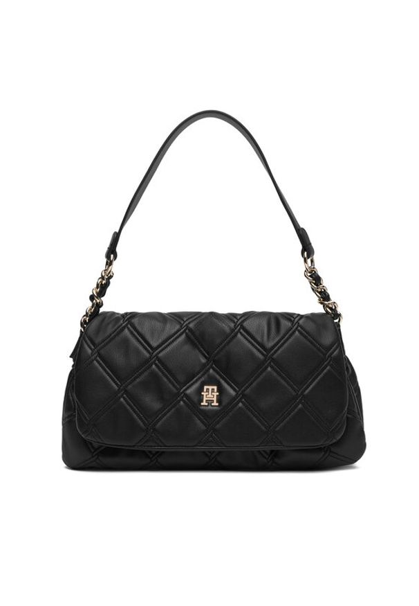 TOMMY HILFIGER - Tommy Hilfiger Torebka Th Feminine Shoulder Bag AW0AW18717 Czarny. Kolor: czarny. Materiał: skórzane