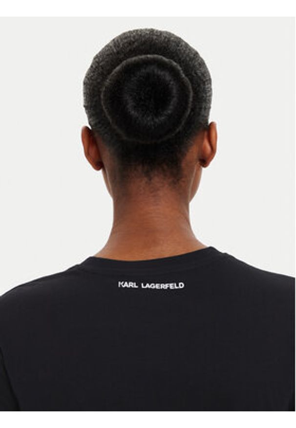 Karl Lagerfeld - KARL LAGERFELD T-Shirt Ikonik 2.0 230W1770 Czarny Regular Fit. Typ kołnierza: dekolt w karo. Kolor: czarny. Materiał: bawełna
