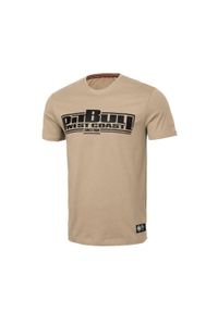 PITBULL - Koszulka bawełniana sportowy t-shirt dla dorosłych Slim Fit Classic Boxing. Kolor: beżowy, czarny, wielokolorowy. Materiał: bawełna