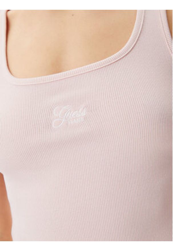 Guess Top W5GP26 KA0H1 Różowy Regular Fit. Kolor: różowy. Materiał: bawełna