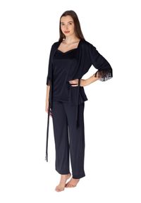 MEWA Lingerie - Trzyczęściowa piżama damska JOSEFINE. Materiał: skóra, wiskoza, materiał, jedwab, dzianina, poliamid. Długość: krótkie