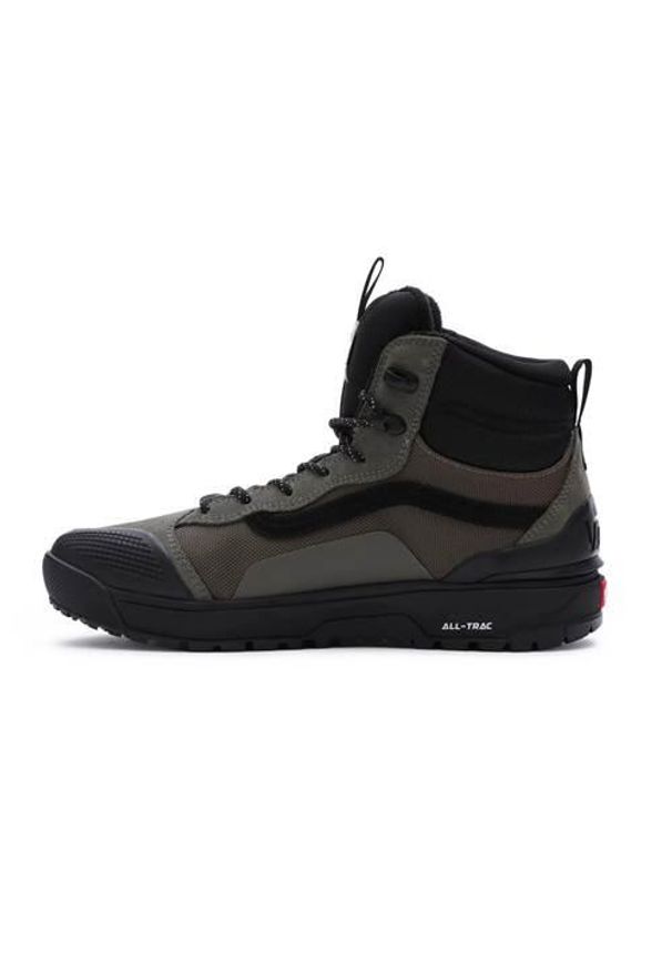 Buty do chodzenia męskie Vans Ultrarange Exo Hi. Wysokość cholewki: za kostkę. Zapięcie: sznurówki. Kolor: czarny, zielony, wielokolorowy. Materiał: materiał. Szerokość cholewki: normalna. Sport: turystyka piesza