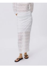 Reserved - Koronkowa spódnica midi - biały. Kolor: biały. Materiał: koronka #1
