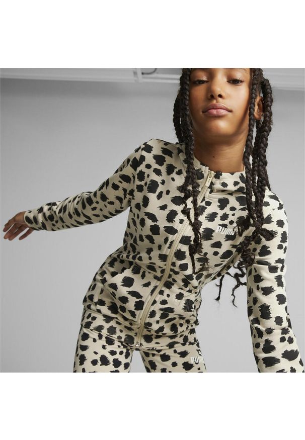 Dres dla dzieci Puma ESS+ ANIMAL AOP. Kolor: beżowy. Materiał: dresówka