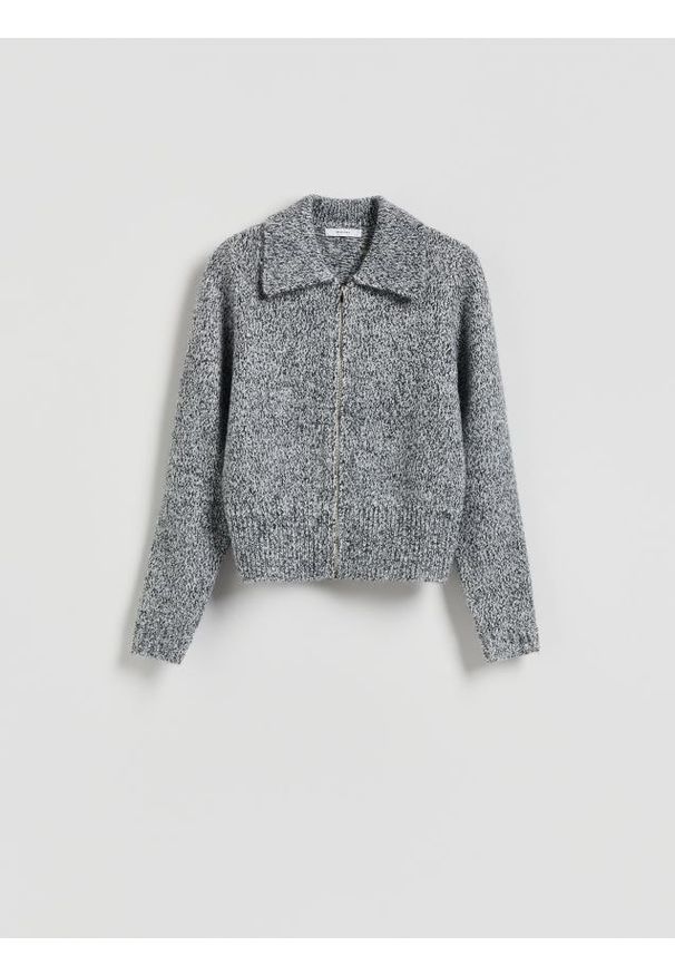 Reserved - Kardigan z domieszką wełny - szary. Kolor: szary. Materiał: wełna