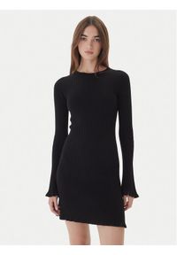 Kontatto Sukienka dzianinowa 3M0819C Czarny Slim Fit. Kolor: czarny. Materiał: syntetyk