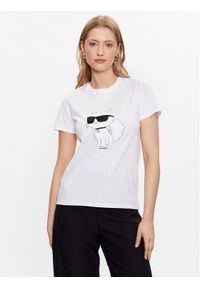 Karl Lagerfeld - KARL LAGERFELD T-Shirt Ikonik 2.0 Choupette 230W1703 Biały Regular Fit. Typ kołnierza: dekolt w karo. Kolor: biały. Materiał: bawełna #1
